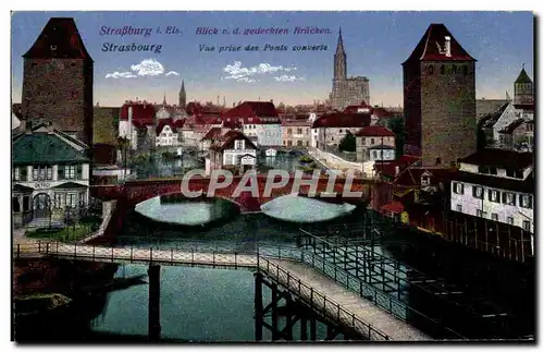 Ansichtskarte AK Strasbourg Vue prise des Ponts couverts