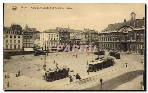 Ansichtskarte AK Liege Place Saint Lambert et palais de Justice Tramways