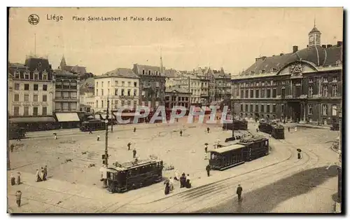 Cartes postales Liege Place Saint Lambert et palais de Justice Tramways
