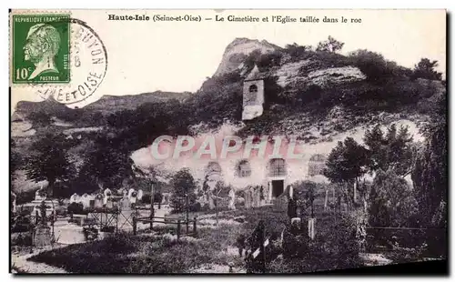 Cartes postales Haute Isle Le Cimetiere et l'Eglise taillee dans le roc