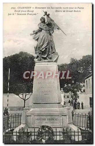 Cartes postales Chambery Monument des Savoyards Morts Pour la Patrie Militaria