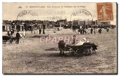 Cartes postales Berck Plage Les Voitures de Malades sur la Plage Anes