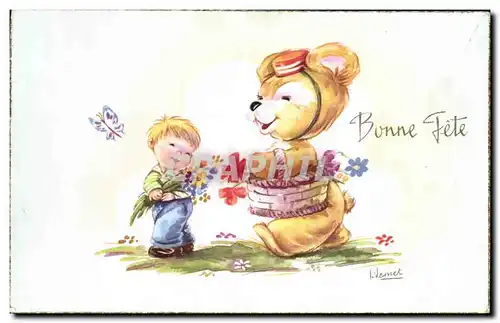 Cartes postales moderne Ours Ourson Papillon Bonne Fete