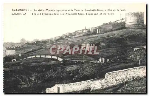 Cartes postales Salonique La Vieille Muraille Byzantine et ia Tour de Kouchakli Koule a L'Est de la Vallee Gr