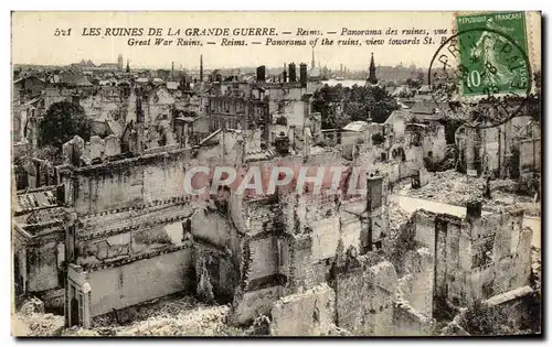Ansichtskarte AK Les Ruines De La Grande Guerre Reims Panorama Des Ruines Militaria