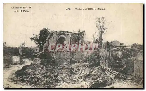 Cartes postales La Guerre L&#39Eglise De Souain Militaria