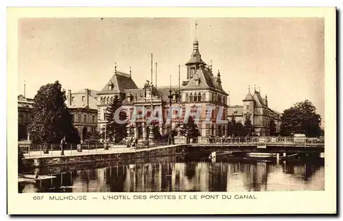 Ansichtskarte AK Mulhouse L&#39Hotel Des Postes Et Le Pont du Canal