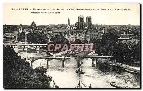 Cartes postales Paris Panorama sur la Seine La Cite Notre Dame et la Pointe du Vert Galant