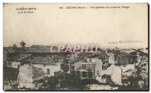 Ansichtskarte AK Souain Vue generale des ruines du Village Militaria