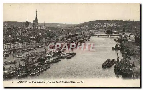 Cartes postales Rouen Vue Generale Prise du Pont Transbordeur Bateaux