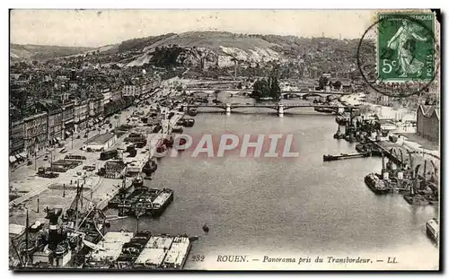 Cartes postales Rouen Panorama Pris du Transbordeur Bateaux