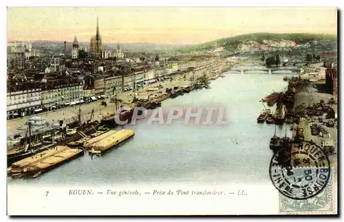 Cartes postales Rouen Vue Generale Prise Du Pont Pont Transbordeur Bateaux