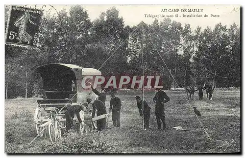 REPRO Au Camp De Mailly Telegraphie sans Installation du Poste Militaria