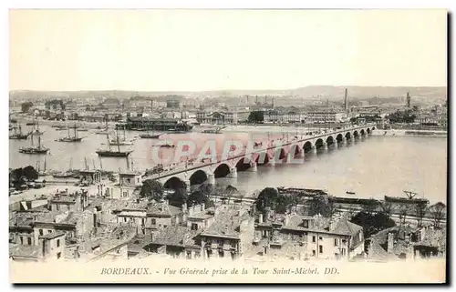 Cartes postales Bordeaux Vue Generale prise de la Tour Saint Michel Bateaux