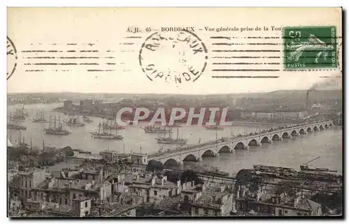 Cartes postales Bordeaux Vue generale prise de la Tour Bateaux