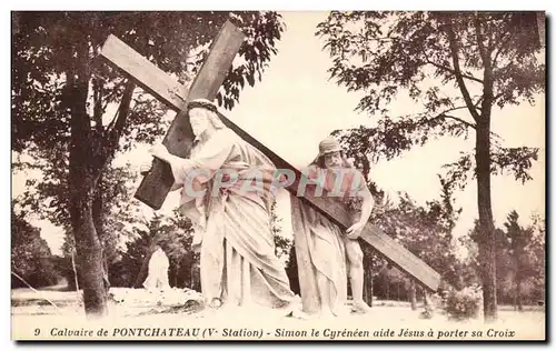 Ansichtskarte AK Calvaire De Pontchateau Simon Le Cyreneen Aide Jesus A Porter Sa Croix