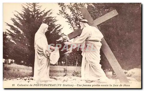 Ansichtskarte AK Calvaire De Pontchateau Une Femme Pieuse Essuie La Face De Jesus