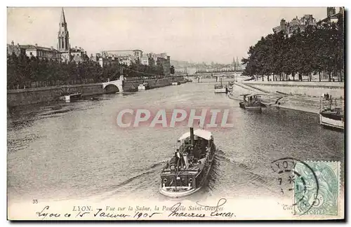 Ansichtskarte AK Lyon Vue Sur La Passerelle Saint Georges Peniche Bateau