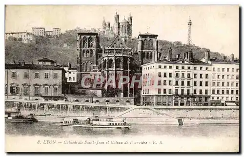 Cartes postales Lyon Cathedrale Saint Jean et coteau de Fourviere