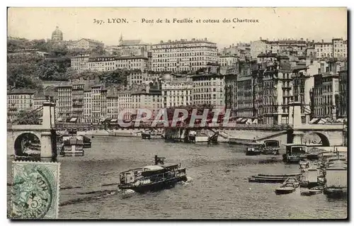 Ansichtskarte AK Lyon Pont de La Feuillee et coteau des Chartreux Bateaux