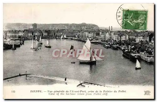 Ansichtskarte AK Dieppe Vue generale de l&#39Avant Port prise de la Falaise du Pollet Bateaux