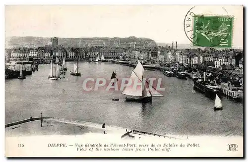 Cartes postales Dieppe Vue generale de l&#39Avant Port prise de la Falaise du Pollet Bateaux