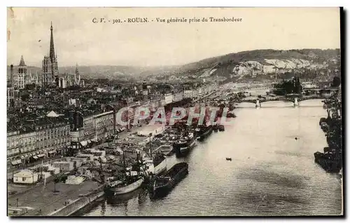 Cartes postales Rouen vue generale prise du Transbordeur Bateaux