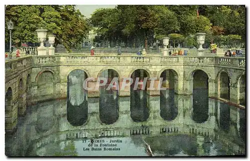 Ansichtskarte AK Nimes Jardin de la Fontaine Les Bains Romains