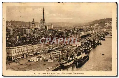 Ansichtskarte AK Rouen Les Quais Vue prise du Transbordeur Bateaux