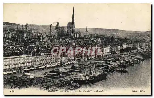 Cartes postales Rouen Vue prise du Pont Transbordeur Bateaux