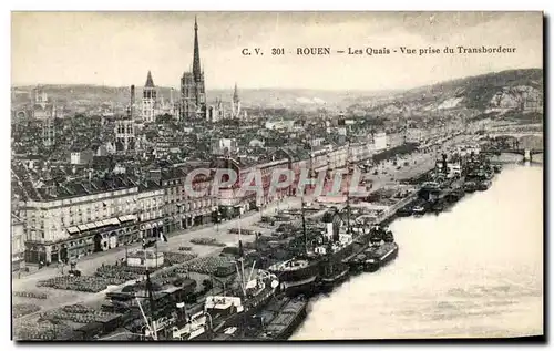 Ansichtskarte AK Rouen Les Quais Vue Prise du Transbordeur Bateaux