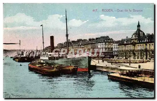 Cartes postales Rouen Quai de la Bourse Bateau Sandhurst