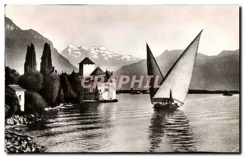 Cartes postales moderne Lac Leman Chateau De Chillon Et La Dent Du Midi Bateau