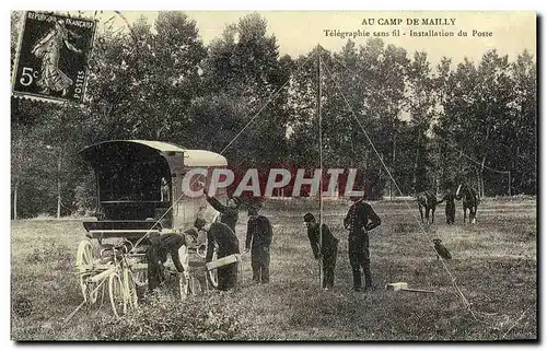 REPRO Au Camp De Mailly Telegraphie Sans fil Installation du Poste Militaria