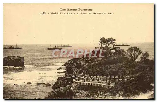 Cartes postales Biarritz Rochers Du Basta Et Navires En Rade