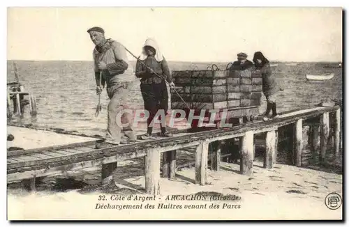 REPRO Cole D&#39Argent Arcachon Dechargement des Huitres venant des Parcs