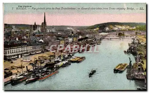 Cartes postales Rouen Vue Generale Prise du Pont Transbordeur Bateaux