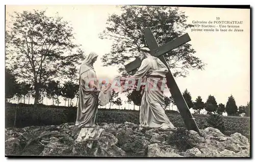 Ansichtskarte AK Calvalre de Pontchateau Station pieuse une femme essuie la face de Jesus Christ