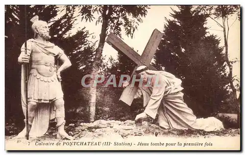 Ansichtskarte AK Calvaire De Pontchateau Jesus Tombe Pour La Premiere Fois