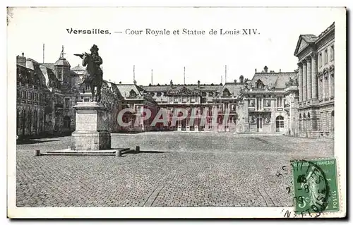 Cartes postales Versailles Cour Royale Et Statue De Louis XIV