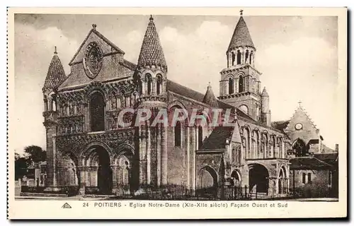 Cartes postales Poitiers Eglise Notre Dame Facade Ouest et Sud