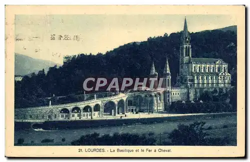 Cartes postales Lourdes la Basilique et le Fer a Chevel