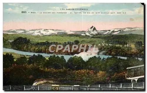 Cartes postales Les Basses Pyrenees Pau La Chaine Des Pyrenees Au Centre Le Pic Du