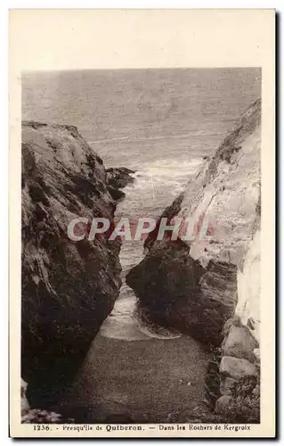 Ansichtskarte AK Presqu&#39ile de Quiberon Dans les Rochers de Kergroix