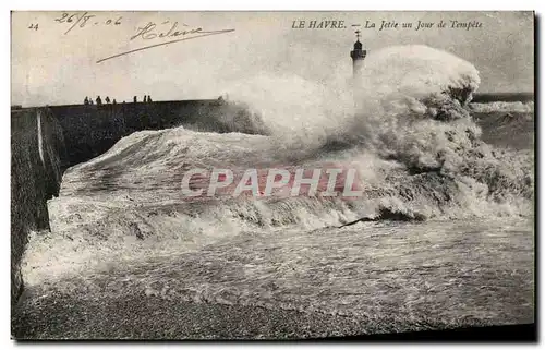 Ansichtskarte AK Le Havre La Jetee Un Jour De Tempete Phare