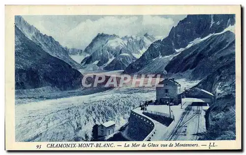 Cartes postales Chamonix Mont Blanc La Mer de Glace vue de Montenvers