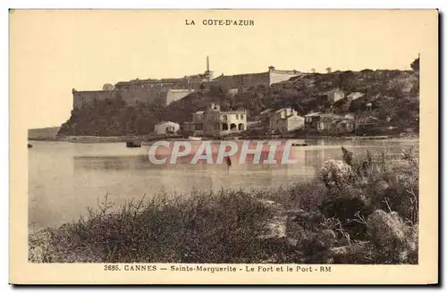 Cartes postales La Cote D&#39Azur Cannes Sainte Marguerite Le Fort Et Le Port