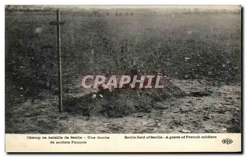 Cartes postales Champ de bataille de Senlis Une tombe Militaria