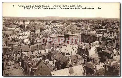 Cartes postales Reims avant les Bombardements Panorama vers la Place Royale