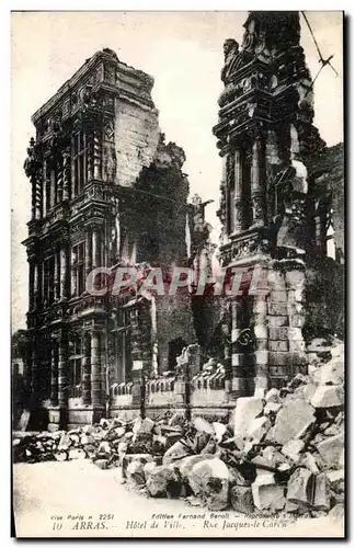 Cartes postales Arras Hotel de Ville Rue Jacques le Corcet Militaria